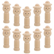 50Pcs Handmade Unfinished Wood Peg Dolls Khaki DIY Painting Supplies