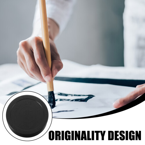 6Pcs Black Calligraphy Painting Inkstone Durable Plastic Ink Plate 2