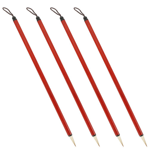 16Pièces Pinceaux Chinoise Rouge Bambou Polyvalents 1