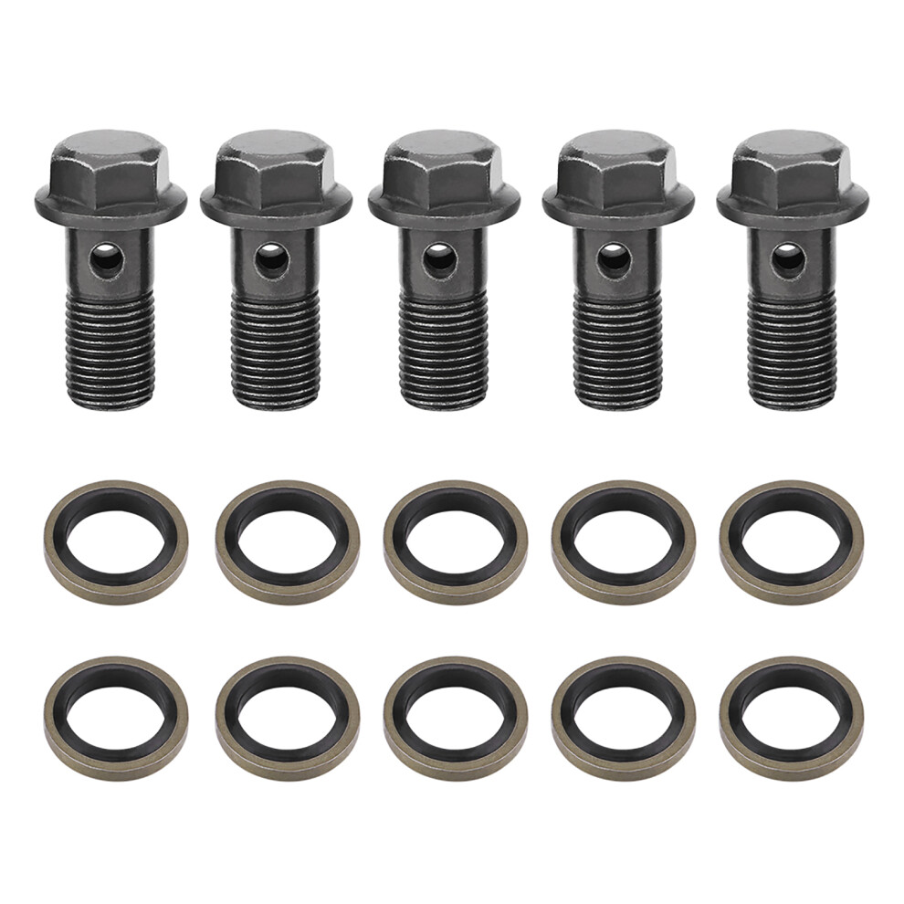 Precision Cnc Machined Banjo Bolt Set, Stainless Steel Brake Fitting Adapter Single Banjo Bolt M10x1.0 And M10x1.25 With Copper Washers, Leak Free 9190834139654