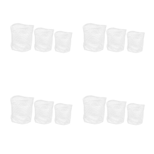 12Pcs Mesh Laundry Washing Bags White Drawstring Laundry Mesh Net Bags 1
