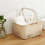2Pcs Beige Bathroom Storage Organizer Handheld Hollow Plastic Basket 4
