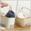 2Pcs Beige Bathroom Storage Organizer Handheld Hollow Plastic Basket 8