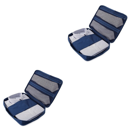 2Pcs Dark Blue Crochet Tool Knitting Bag Yarn Storage Hand Tool Tote 2