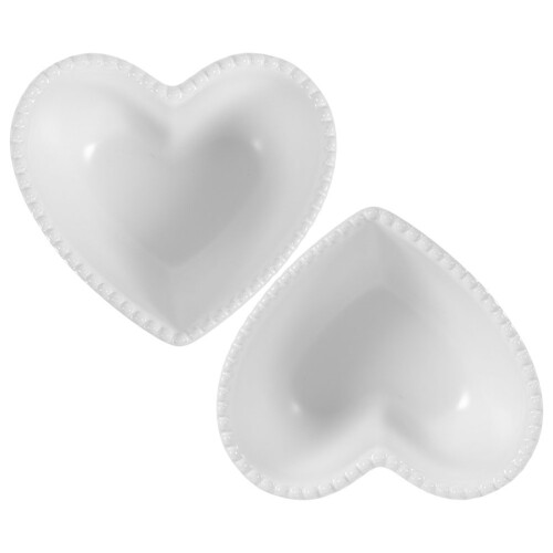 10Pcs White Ceramic Heart Bowls Cute Bowls for Snacks