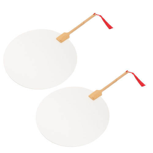 4Pcs Versatile DIY Fans White Paper Thick Wood Handle for Craft 2