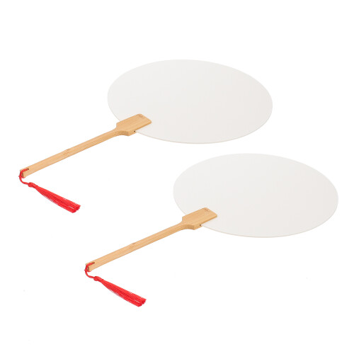 4Pcs Versatile DIY Fans White Paper Thick Wood Handle for Craft 1