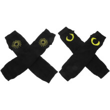 6Pairs Breathable Black Knit Arm Warmers Women Fingerless Ninja Gloves