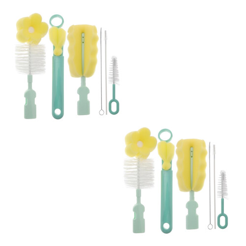 2Pcs Multi-Use Milk Bottle & Straw Brushes Durable Sponge Cleaning Set 1