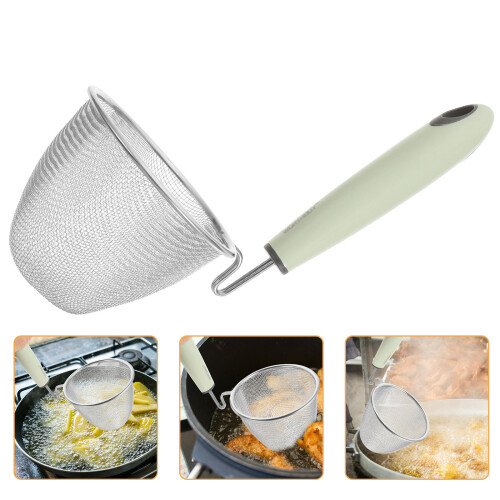 4Pcs Stainless Steel Pasta Strainers with Handle Silver Noodle Basket