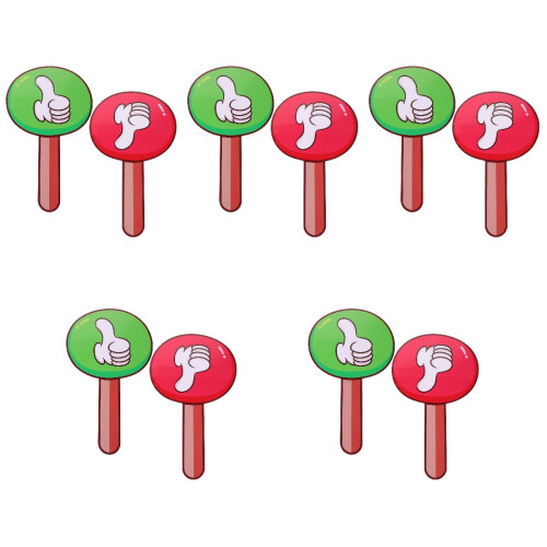 10Pcs Sturdy PVC Reusable Voting Paddle Multi Color Teacher Board 2