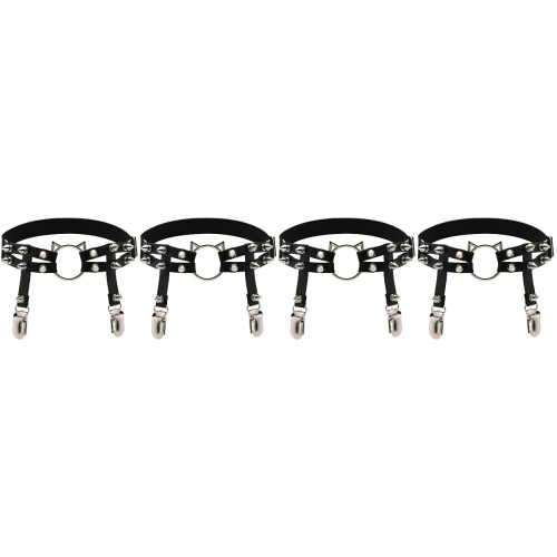 4Pcs Black Punk Leg Garters Adjustable Rivet Belts 2