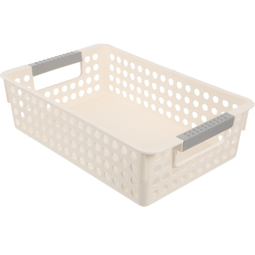 5Pcs White Plastic Storage Basket for Kitchen Bathroom Use
