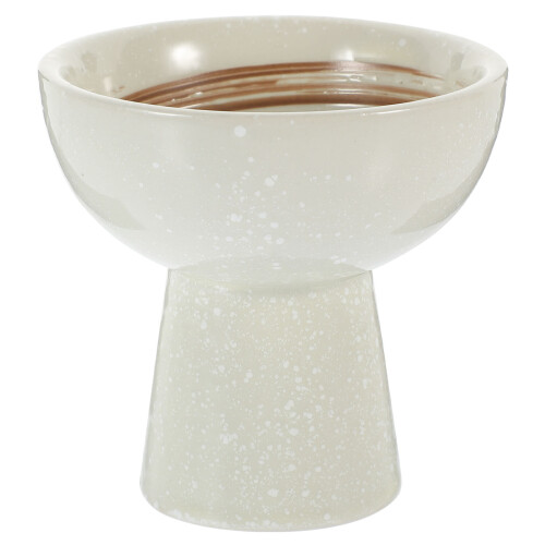 3Pcs Classic Beige Ceramic Footed Bowls Decorative Dessert Bowls
