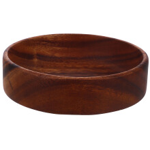 4Pcs Brown Wood Fruit Plates Chic Carved Stylish Snack Serving Bowls