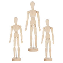 9Pcs Beige Wooden Human Figure Movable Joint Drawing Mannequin Model