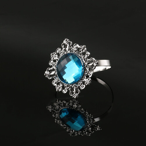 4Pièces Anneaux De Serviette Bleu En Élégants, Décor Banquet 1