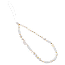 4Pcs White Phone Lanyard with Pearl Beads Decorative Wrist Strap