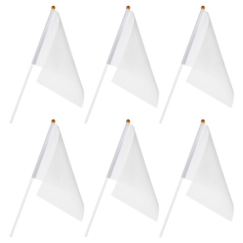 120Pcs Blank White Hand Flags Mini Flags for Cheering and Marking