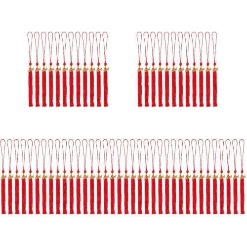 60Pcs Red Polyester Graduation Tassels for DIY Cap Decorations 2024 2