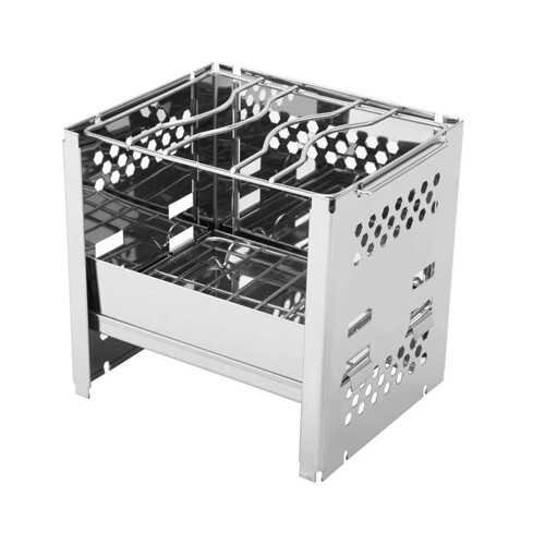 2St Multifunctionele Camping Bbq Grill, Rvs En Met Ventilatie Ontwerp