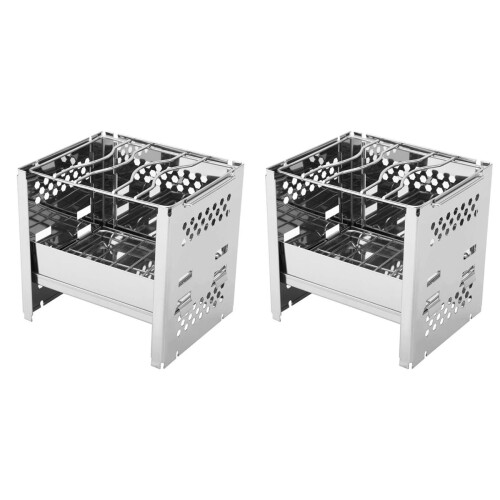 2St Multifunctionele Camping Bbq Grill, Rvs En Met Ventilatie Ontwerp 1
