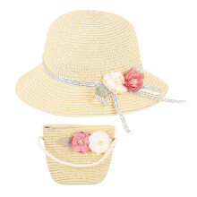 1Set Kind Strohoed Met Strandtas Beige Comfortabel Met Uv