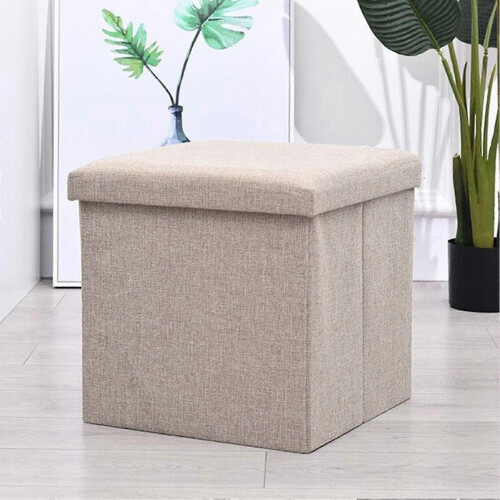 (As show, One size) Multifunction Foldable Storage Stool Foot Rest Stool Storage Box Bench Space Saving for Home 2