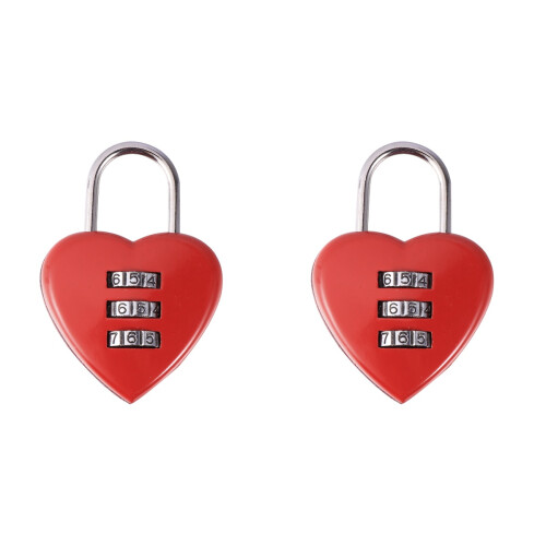 2Pièces Cadenas Cœur Multi Couleur Compact Pour Bagages Et Coffres 1