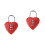 2Pièces Cadenas Cœur Multi Couleur Compact Pour Bagages Et Coffres 4