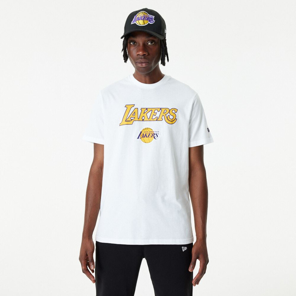 New Era (L) La Lakers Tshirt Short Sleeve Mens Cotton Crew Neck Team Black