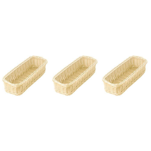 3Pcs Plastic Rattan Woven Basket Assorted Color Tableware Storage Box 2
