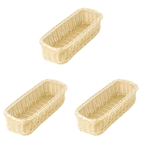 3Pcs Plastic Rattan Woven Basket Assorted Color Tableware Storage Box 1