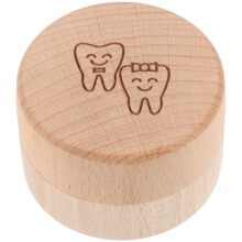 4Pcs Khaki Wooden Baby Tooth Keeper Large Space Teeth Storage Box