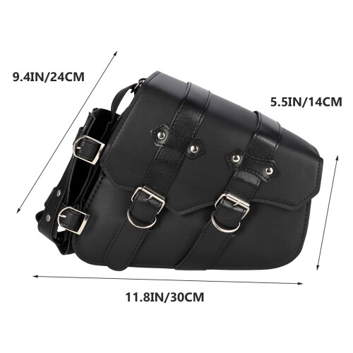 2Pcs Durable Waterproof Motorcycle Bag Black PU Saddle Pouch 2