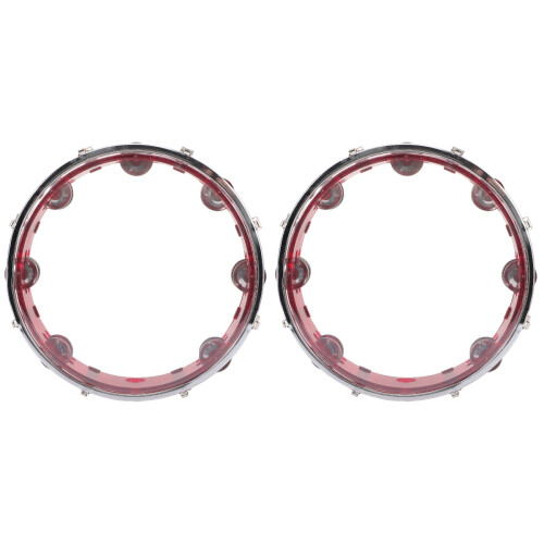 2Pcs Red Percussion Instruments Handheld Tambourine for Concert 2