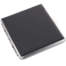 2Pcs Portable Leather Cigarette Storage Container Black Flip Box