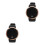 2Pcs Comfortable PU Black LED Watch for Men Women 6