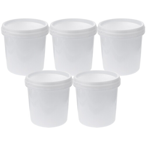 15Pcs Multipurpose White Plastic Buckets with Lid for Water Storage 1
