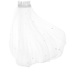 2Pcs White Bride Veil Tulle Short Veil Hair Accessory for Weddings