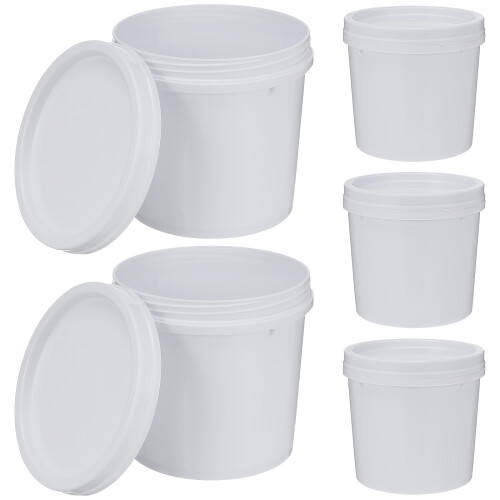 15Pcs Multipurpose White Plastic Buckets with Lid for Water Storage