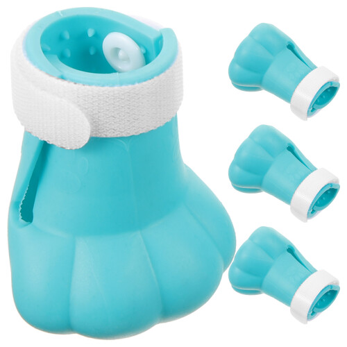 16Pcs Soft Silicone Cat Boots Claw Covers Paw Protectors Sky-Blue 1