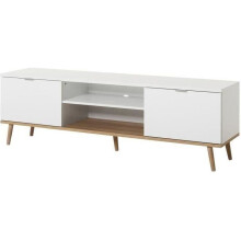 Móvel de TV escandinavo GÖTEBORG - Branco - 2 portas - C 160 x P 40 x A 50 cm