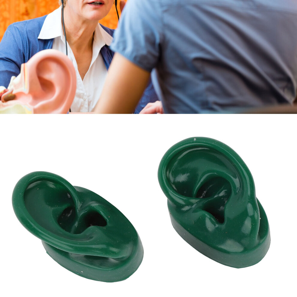 Green Simulated Human Ear Model Display Silicone 2Pcs For Acupuncture & Hearing Aid Demonstration