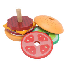 Fast-Food-Kochset, Massivholz, inklusive Hamburger & mehr