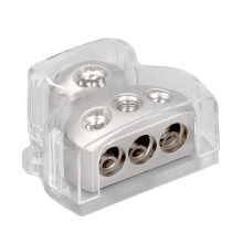 Audio Splitter Power Distribution Block High Temperature Base Corrosion Resistant Deep Recesses Impact Resistant Snap-On Plastic Cover Bolt On Wire