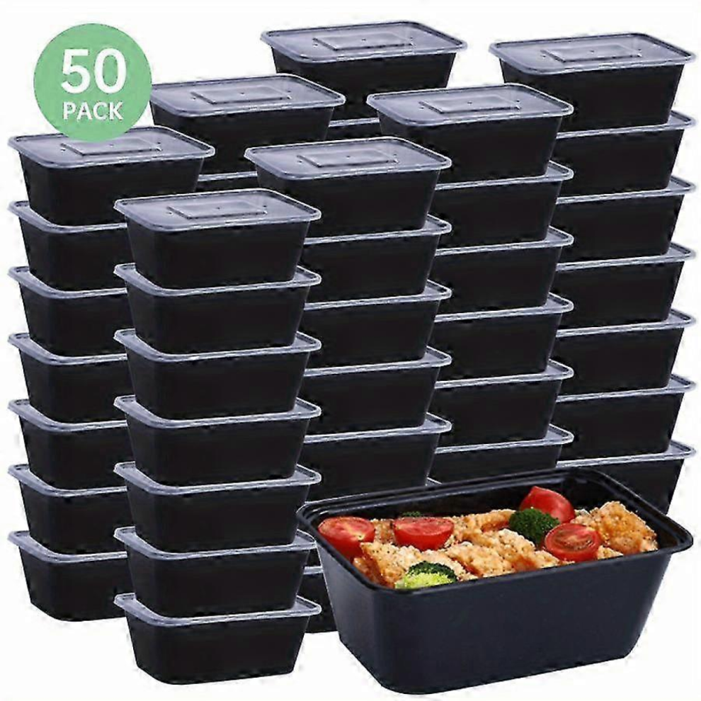 Black 30/50Pcs 26Oz Bpa-Free Plastic Food Storage Containers, Leakproof Lids, Stackable & Microwavable Bento Boxes For Meal Prep