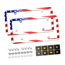 2x American Flag License Plate Frame Holders Vehicle Car Number Plate