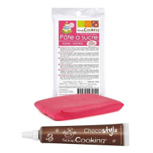 Estilete de chocolate + Massa de açúcar fúcsia 100 g