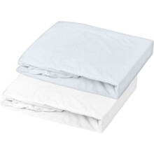 2er-Pack Spannbettlaken - MON PTIT DODO - 100% Baumwolle - 70 x 140 cm - Weiß und Hellblau